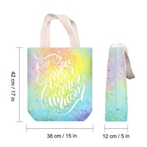 NymphFable Canvas Bag Dream Unicorn Shopping Bags Reusable Canvas Tote Bag Foldable Washable