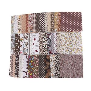 powerfulline 50pcs cotton fabric diy handmade patchwork quilting sewing craft scrapbook cloth quilting bundles brown