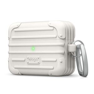 elago suit case compatible with airpods pro case [white] - premium silicone, shock absorbing drop protection, supports wireless charging, adhesive tapes included