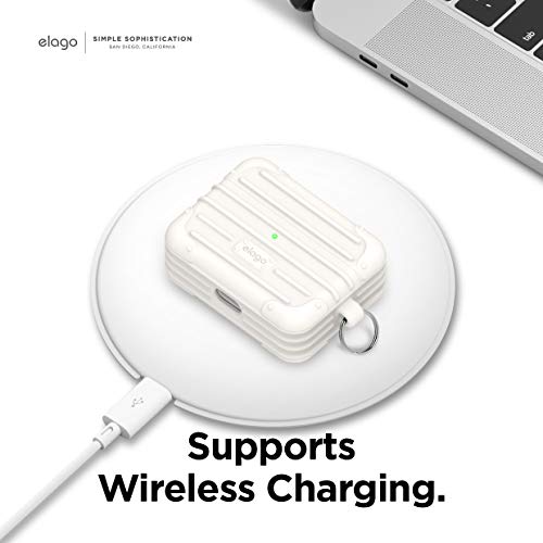 elago Suit Case Compatible with AirPods Pro Case [White] - Premium Silicone, Shock Absorbing Drop Protection, Supports Wireless Charging, Adhesive Tapes Included
