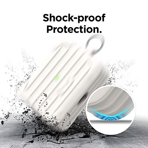 elago Suit Case Compatible with AirPods Pro Case [White] - Premium Silicone, Shock Absorbing Drop Protection, Supports Wireless Charging, Adhesive Tapes Included