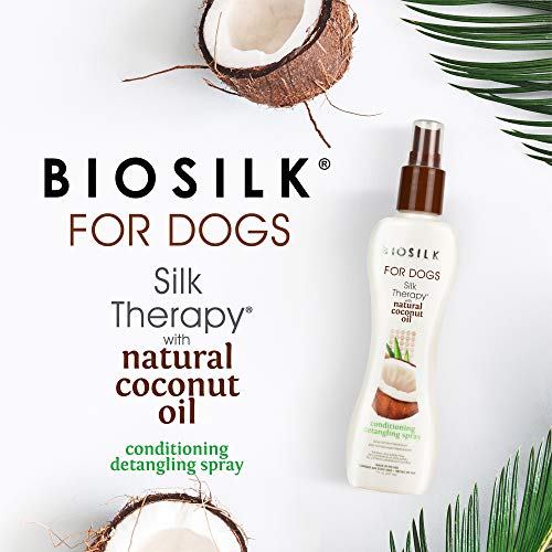 BioSilk for Dogs Silk Therapy Conditioner with Coconut Oil | Coconut Dog Shampoo Conditioning Detangling Spray for Pets | Dog Conditioner Spray with Natural Coconut Oil, 7 Fl Oz