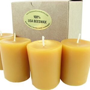 Beeswax Candle Works, Large 19-Hour Votives (Pack of 4) 100% USA Beeswax