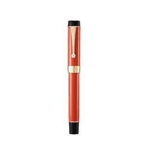 jinhao classic fountain pen orange red celluloid, medium nib with conveter and pen case set