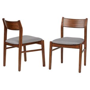 unique furniture dining chair in walnut wood finish (set of 2)