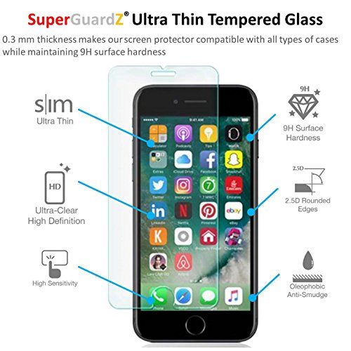 [2-Pack] For iPhone SE (3rd / 2nd Gen, 2022 / 2020) / iPhone 8 / iPhone 7 Screen Protector Anti Blue Light Tempered Glass [Eye Protection], SuperGuardZ, 9H, 0.3mm, Anti-Scratch, Anti-Bubble [Lifetime Replacement]