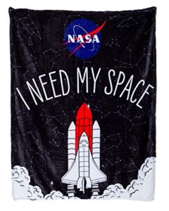 calhoun nasa i need my space rocket plush throw 50" by 60" blanket
