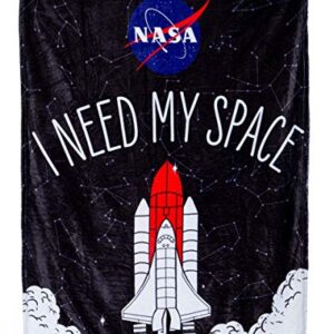 Calhoun NASA I Need My Space Rocket Plush Throw 50" by 60" Blanket