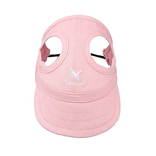 CHDHALTD Outdoor Pet Baseball Cap,Canvas Casual Dog Visor Cap Sun Protection Hats with Ear Holes for Puppy Dog Hats Costume Accessories(XL Pink)