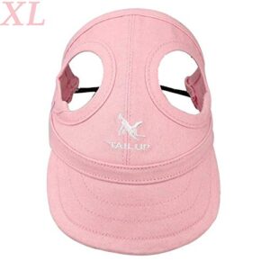 CHDHALTD Outdoor Pet Baseball Cap,Canvas Casual Dog Visor Cap Sun Protection Hats with Ear Holes for Puppy Dog Hats Costume Accessories(XL Pink)