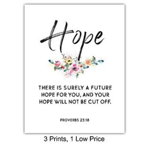 Religious Christian Wall Art Decor - Inspirational Faith, Hope, Love Bible Verse Wall Art - Scripture Wall Decor Signs - Home Decorations for Kitchen, Living or Dining Room, Bedroom - Unique Gift