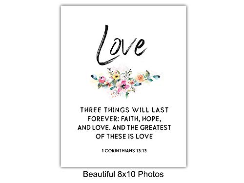 Religious Christian Wall Art Decor - Inspirational Faith, Hope, Love Bible Verse Wall Art - Scripture Wall Decor Signs - Home Decorations for Kitchen, Living or Dining Room, Bedroom - Unique Gift