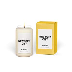 homesick premium scented candle, new york city - scents of lemon, grapefruit, jasmine, 13.75 oz, 60-80 hour burn, natural soy blend candle home decor, relaxing aromatherapy candle
