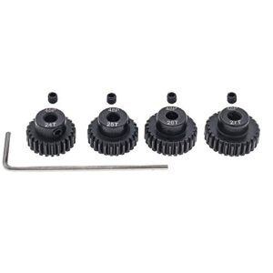 4pcs 48P Pinion Gear 3.175mm Set Hardened 24T 25T 26T 27T 48DP Pitch Gears RC Upgrade Part with Screwdriver