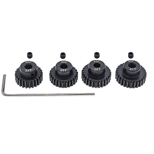 4pcs 48P Pinion Gear 3.175mm Set Hardened 24T 25T 26T 27T 48DP Pitch Gears RC Upgrade Part with Screwdriver