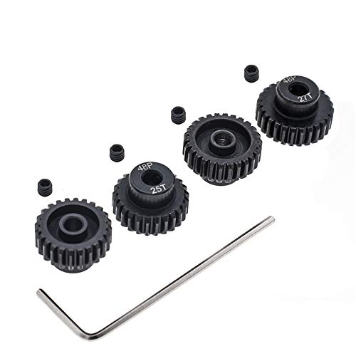 4pcs 48P Pinion Gear 3.175mm Set Hardened 24T 25T 26T 27T 48DP Pitch Gears RC Upgrade Part with Screwdriver