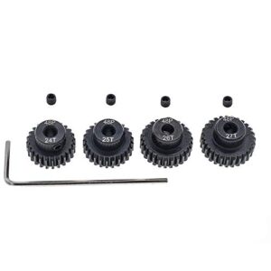 4pcs 48P Pinion Gear 3.175mm Set Hardened 24T 25T 26T 27T 48DP Pitch Gears RC Upgrade Part with Screwdriver