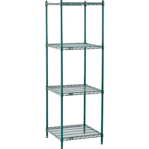 nexel 21" x 24" x 74", 4 tier adjustable wire shelving unit, nexguard anti-microbial agent, nsf listed commercial storage rack, poly-green, leveling feet