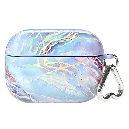 Velvet Caviar Marble AirPods Pro Case Cute Cover for Women, Girls with Keychain - Cool Protective Hard Cases Compatible with Apple Airpod Pro (Holographic Pink Blue)