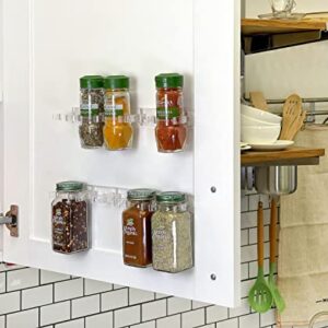CAXXA 20 Clear Adhesive Spice Gripper Strip Clips, Spice Rack Dispenser, Kitchen Cabinet Holder, 4 Strips, Holds 20 Jars