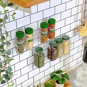 CAXXA 20 Clear Adhesive Spice Gripper Strip Clips, Spice Rack Dispenser, Kitchen Cabinet Holder, 4 Strips, Holds 20 Jars