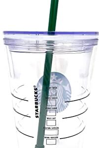 Starbucks Cold Cup Clear Grande Tumbler Traveler With Green Straw Logo - 16oz