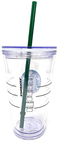 Starbucks Cold Cup Clear Grande Tumbler Traveler With Green Straw Logo - 16oz