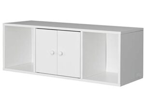 basicwise wall mounted computer cabinet floating hutch, white