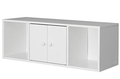 Basicwise Wall Mounted Computer Cabinet Floating Hutch, White