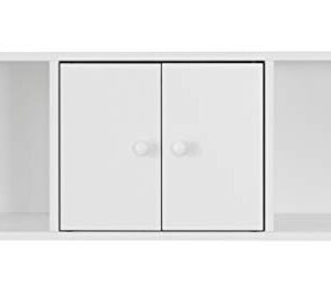 Basicwise Wall Mounted Computer Cabinet Floating Hutch, White