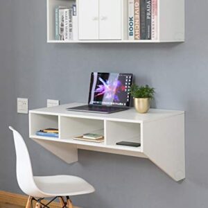 Basicwise Wall Mounted Computer Cabinet Floating Hutch, White