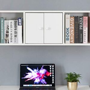 Basicwise Wall Mounted Computer Cabinet Floating Hutch, White