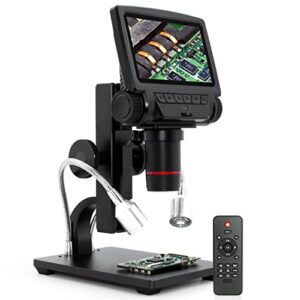 hdmi digital microscope for adults, linkmicro lm301 260x 1080p soldering electronic microscope with 5" ips screen, uv filter pcb repairs smt smd tool, windows compatible