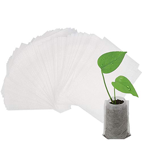 Augshy Grow Bags, 400pcs Biodegradable Plant Bags, Non-Woven Plants Nursery Bags, Seeding Bags, Fabric Seedling Pots Plants,Home Garden Greenhouse Supplies 11x11cm/4.54"x4.72"