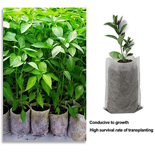 Augshy Grow Bags, 400pcs Biodegradable Plant Bags, Non-Woven Plants Nursery Bags, Seeding Bags, Fabric Seedling Pots Plants,Home Garden Greenhouse Supplies 11x11cm/4.54"x4.72"