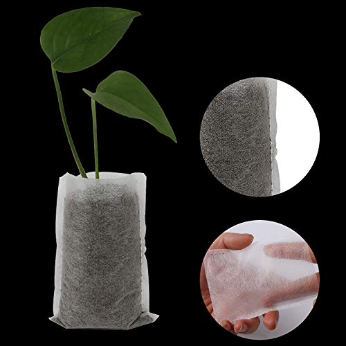 Augshy Grow Bags, 400pcs Biodegradable Plant Bags, Non-Woven Plants Nursery Bags, Seeding Bags, Fabric Seedling Pots Plants,Home Garden Greenhouse Supplies 11x11cm/4.54"x4.72"