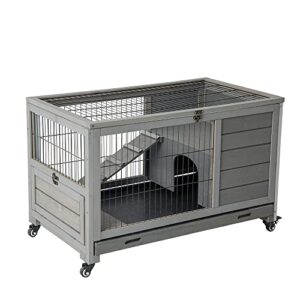 rabbit hutch guinea pig house rabbit cage for small animals 35.4"x20.87"x20.75"
