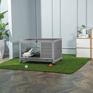 Rabbit Hutch Guinea Pig House Rabbit Cage for Small Animals 35.4"x20.87"x20.75"