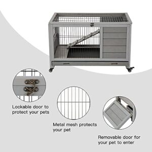 Rabbit Hutch Guinea Pig House Rabbit Cage for Small Animals 35.4"x20.87"x20.75"