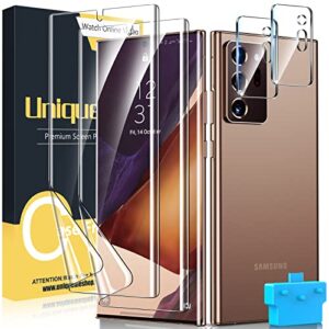 uniqueme [2+2 pack compatible with samsung galaxy note 20 ultra 6.9 inch soft tpu screen protector 【not glass】 and camera lens protector,hd clarity [case friendly][bubble free] [anti-slip tool]