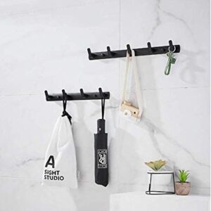 Spotact Wall Mounted Coat Racks with 5 Hooks Hanging Holder Towel Rack 17.7"x1.3" Modern Black Hanging for Clothes Entryway Bathroom (5 Hooks)