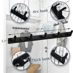 Spotact Wall Mounted Coat Racks with 5 Hooks Hanging Holder Towel Rack 17.7"x1.3" Modern Black Hanging for Clothes Entryway Bathroom (5 Hooks)