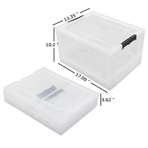 Rinboat 32 Quart Clear Collapsible Storage Box, Clear Plastic Storage Bins, 4 Packs