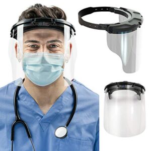 medspec protect face shield (model fs-2.0) | reusable shields for medical, dental, & essential workers | fogless & adjustable medical face guard with quick-release lens system | made in the usa