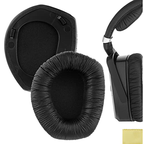 Geekria QuickFit Leatherette Replacement Ear Pads for Sennheiser RS195 HDR195 RS185 HDR185 HDR175 RS175 HDR165 RS165 Headphones Ear Cushions, Headset Earpads, Ear Cups Repair (Plastic Ring)