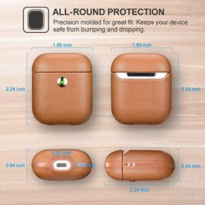 ICARERCASE iPhone 7/8/SE Leather Case(Brown) + Airpods Leather Case (Brown)