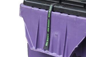 bin buddy - garbage/trash can strap prevents wind from scattering trash/recycling - automatically releases for trash truck - 2 pack