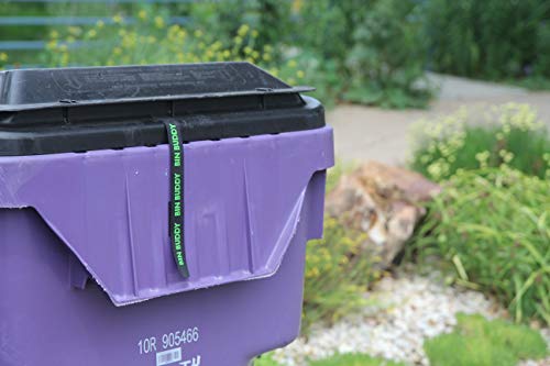 Bin Buddy - Garbage/Trash Can Strap Prevents Wind from Scattering Trash/Recycling - Automatically releases for Trash Truck - 2 pack