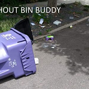 Bin Buddy - Garbage/Trash Can Strap Prevents Wind from Scattering Trash/Recycling - Automatically releases for Trash Truck - 2 pack