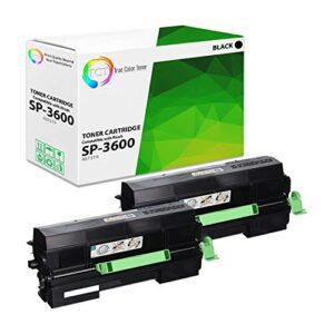 tct premium compatible ricoh sp-3600 407319 black high yield toner cartridge replacement for ricoh aficio sp 3600dn 3600sf sp3610sf printers (6,000 pages)- 2 pack